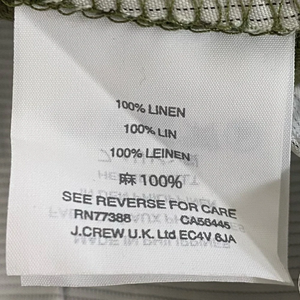 J. CREW Cuffed Linen Bermuda Shorts Olive Green - 4